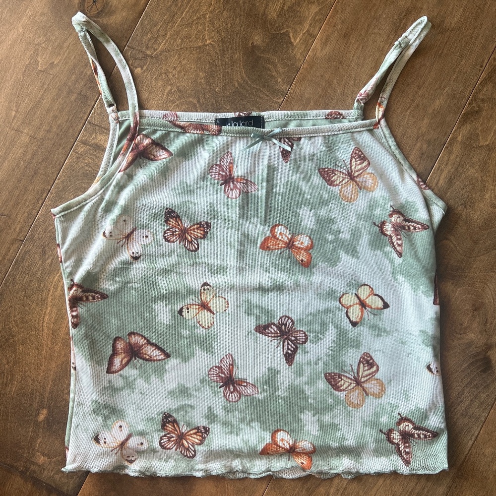 Mesh Butterfly Cropped Tank